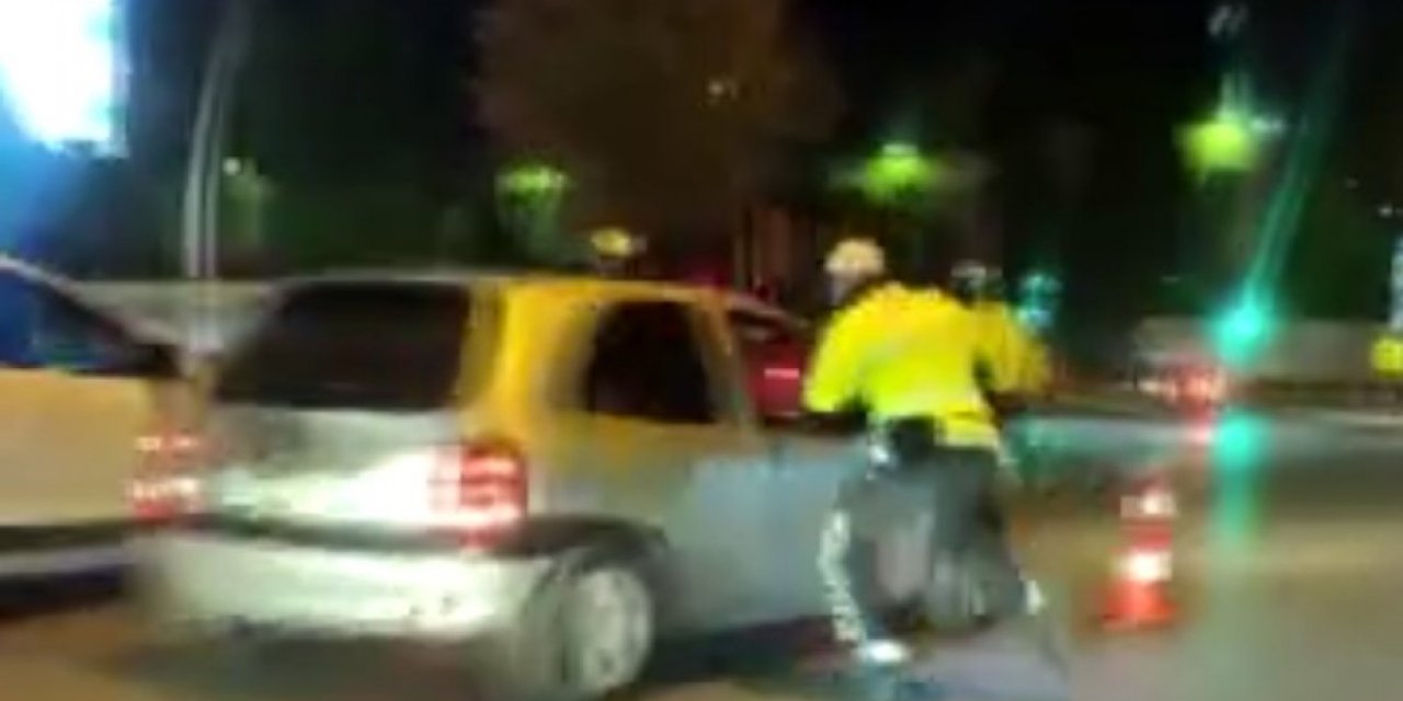 Ankara’da kaçan sürücü aracını polislerin üzerine sürdü