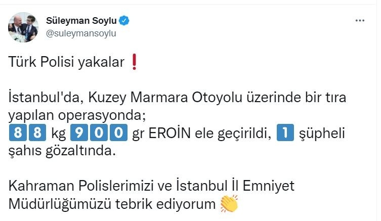 İstanbul’da Gerçekleştirilen Bir Operasyonda 88 Kilogramı Aşkın Eroinin Ele Geçirildi