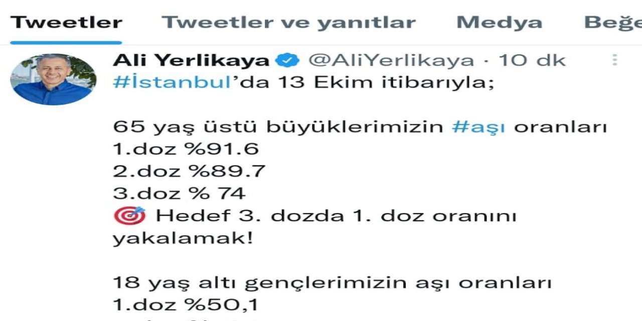 İstanbul Valisi Yerlikaya aşılamadaki son durumu açıkladı