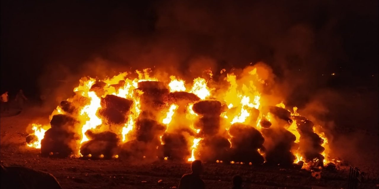 Çiftçinin bir yıllık emeği yangında kül oldu