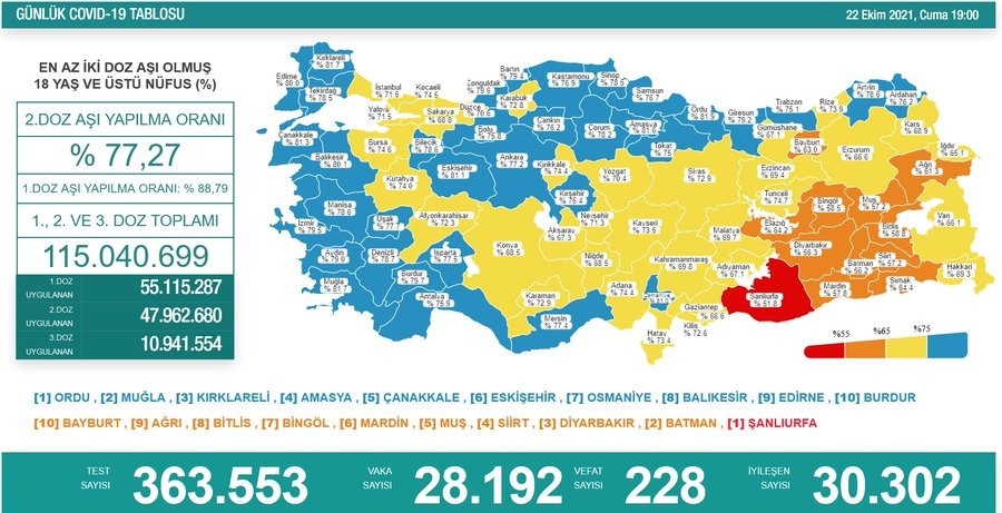 Türkiye’de son 24 saatte korona virüsten 228 kişi yaşamını yitirdi