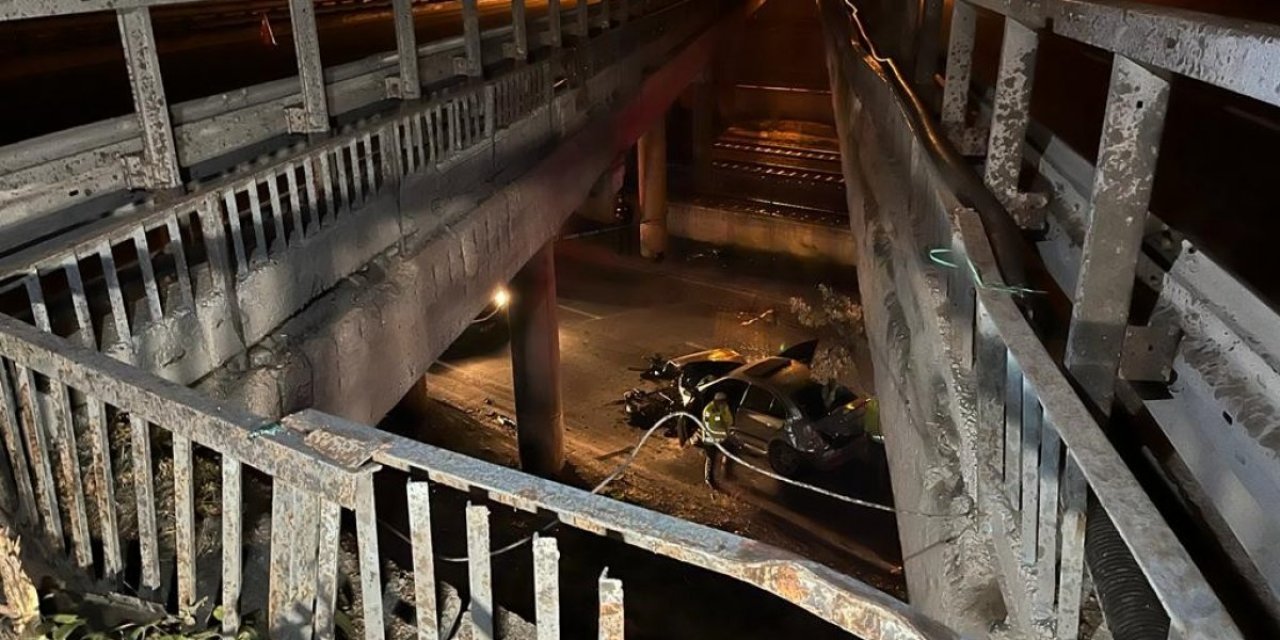Eskişehir'de otomobil köprü boşluğuna düştü: 1 ölü, 3 yaralı