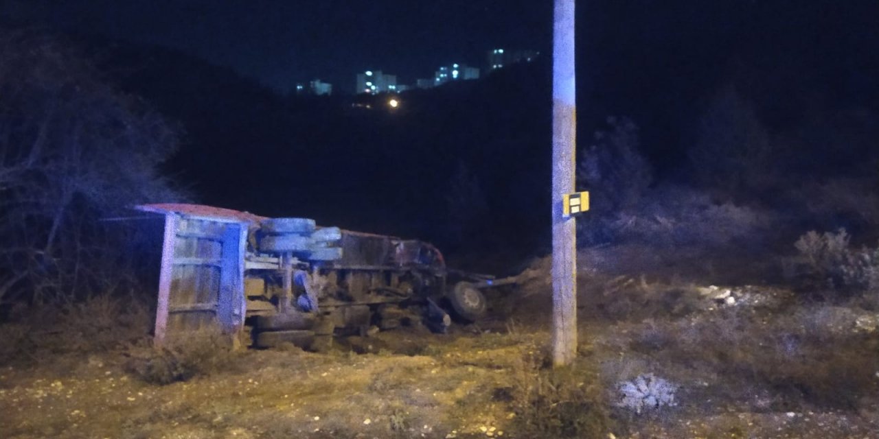 Freni boşalan kamyonun sürücüsü, ormana sürdüğü araçtan atlayarak kurtuldu