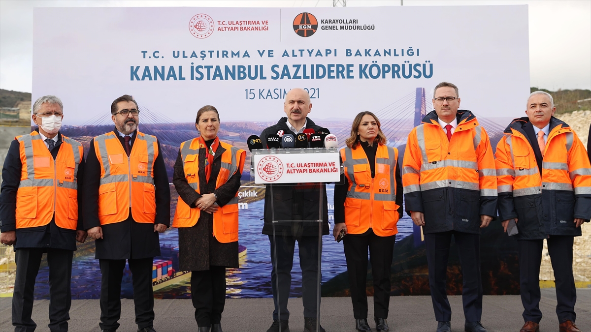 Bakan Karaismailoğlu, Kanal İstanbul Sazlıdere Köprüsü'nde İncelemelerde Bulundu