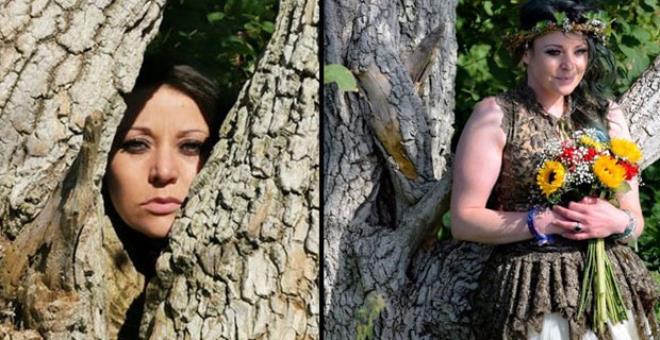 Ağaçla evlenen kadın, birinci evlilik yıldönümlerini kutladı! Sözleri bir hayli ilginç