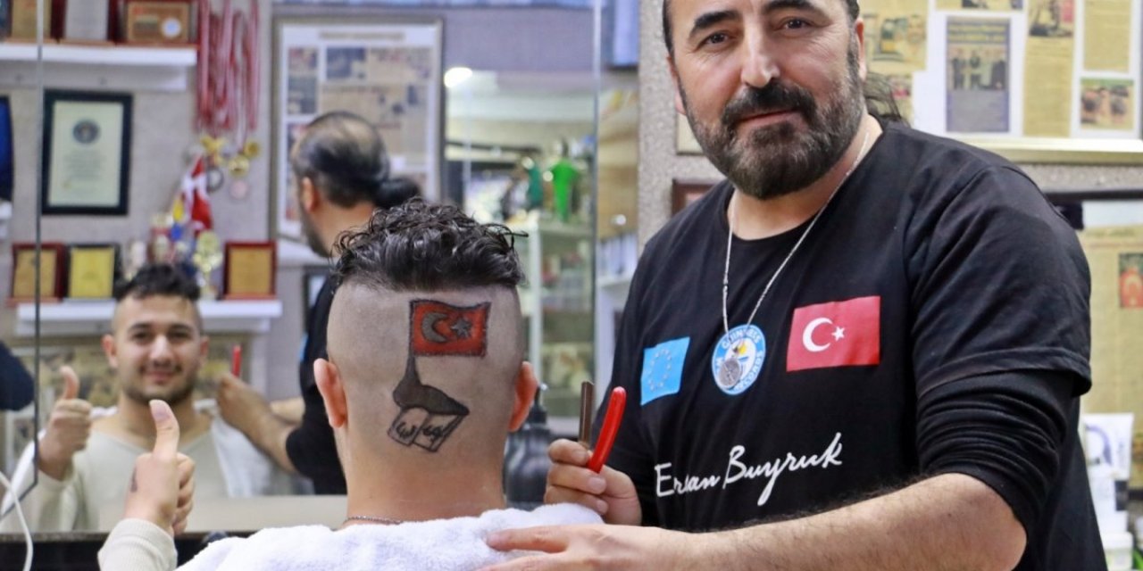 Antalya'da bir berber dolar ve eurodaki düşüşü müşterisinin kafasına kazıdı