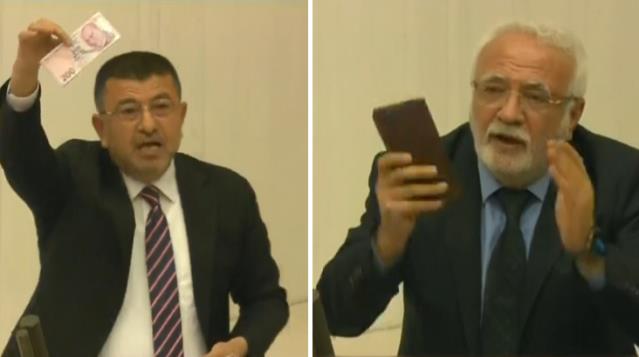 CHP'li Veli Ağbaba cüzdanını kürsüde unutunca AK Partili Elitaş fırsatı kaçırmadı