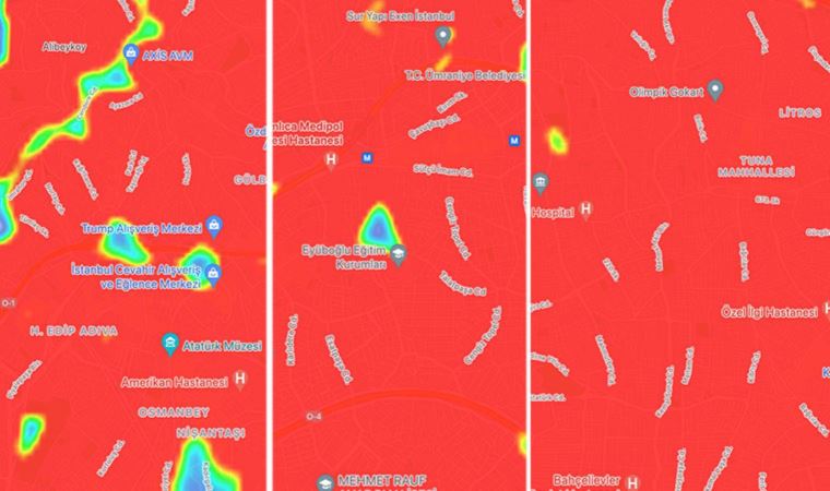Hayat Eve Sığar uygulamasında İstanbul kırmızıya büründü