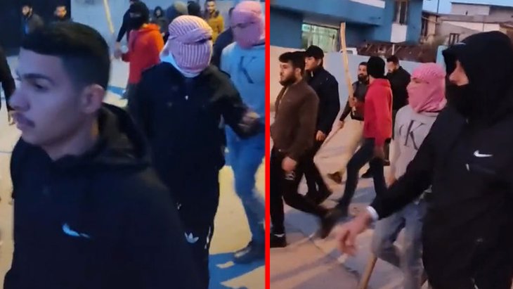 Suriyelilerin silah ve sopalarla yürüdüğü görüntüler tepki çekti!