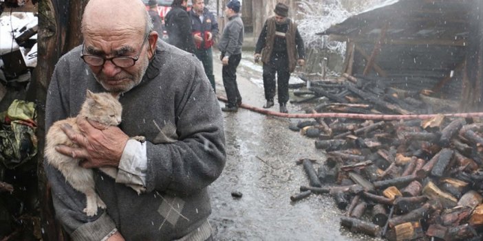 Yangından Kedisiyle Kurtulan "ali Dede" Köydeki Can Dostlarını Özlüyor