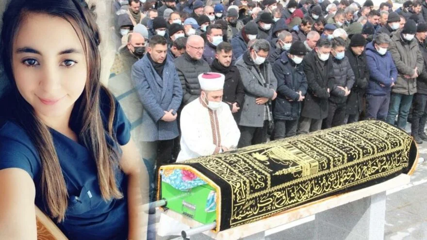 Genç hemşire karnındaki bebeğiyle defnedildi