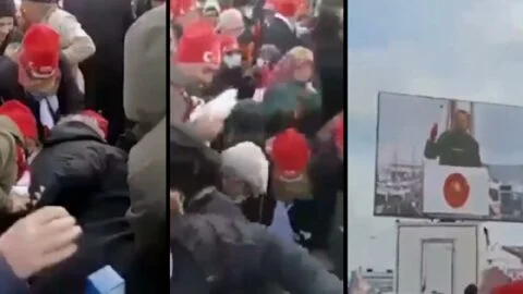 Erdoğan’ın katıldığı köprü açılışında erzak izdihamı