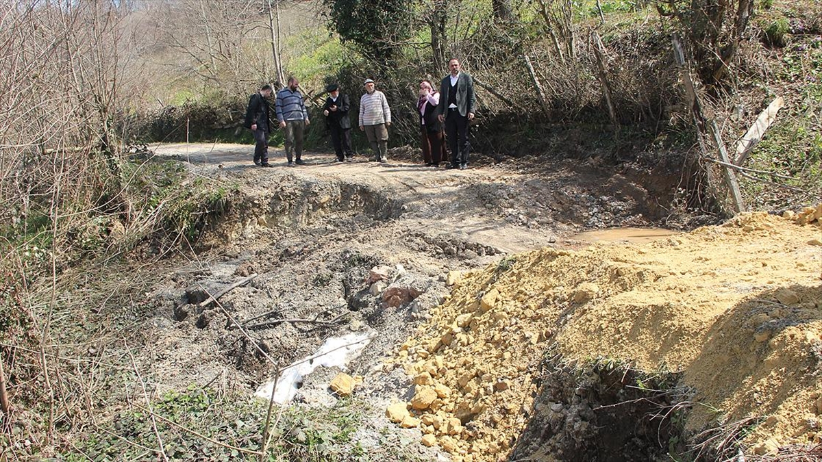 Ordu'da Heyelan Nedeniyle Bahçe Ve Yollar Zarar Gördü