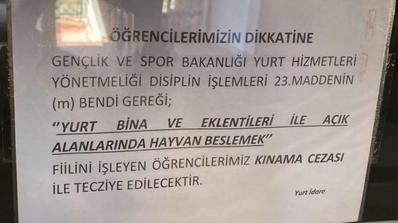 Üniversite yurdundan tepki çeken karar