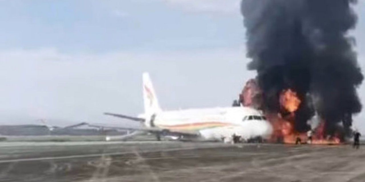 Çin'de uçak, kalkış anında alevlere teslim oldu