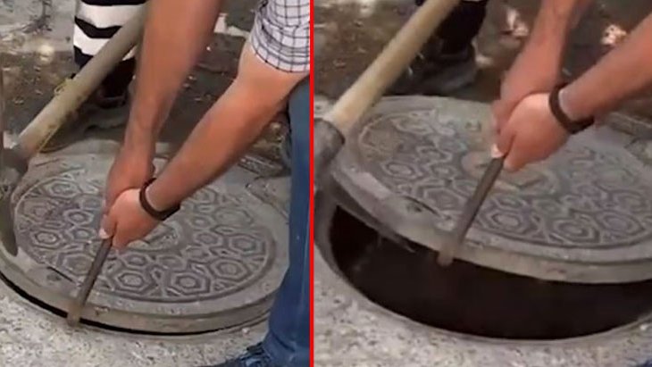 Rögar kapağını açan işçiler, çıkan yüzlerce böcek nedeniyle zor anlar yaşadı