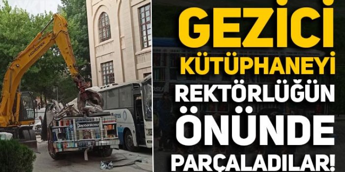 Rektörlük Kütüphane Otobüsünü Parçalattı