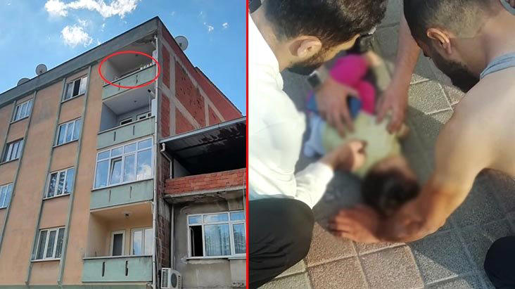 9 aylık bebek 5. kattan beton zemine düştü!