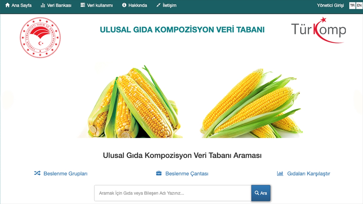 Türkiye'de Üretilen Tarımsal Ürünlerin Enerji Ve Besin Değerlerine Tek Noktadan Ulaşılabilecek