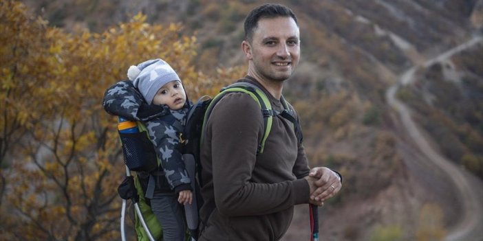 Sırtında 1 Yaşındaki Oğluyla Tunceli'nin Vadilerinde Doğa Yürüyüşüne Çıkıyor