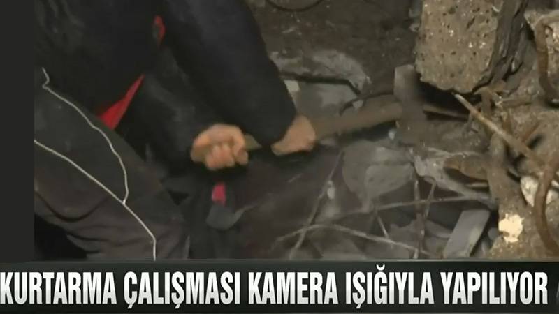 Kurtarma çalışması canlı yayında kamera ışığıyla yapıldı