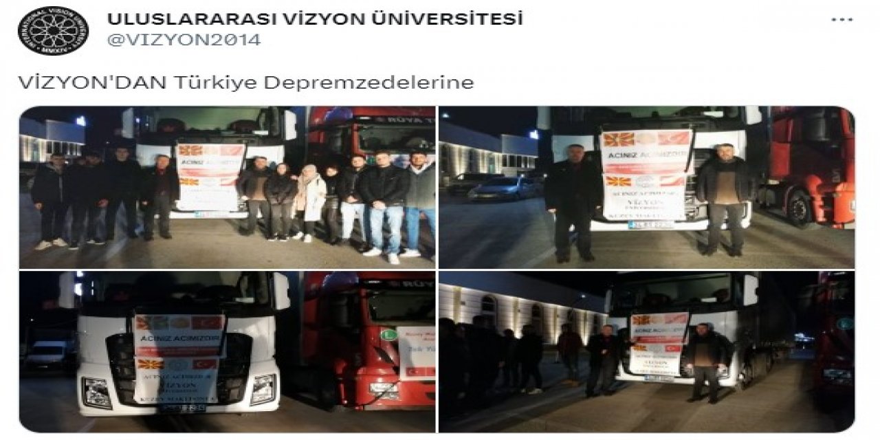VİZYON Üniversitesi depremzedeler için seferber oldu
