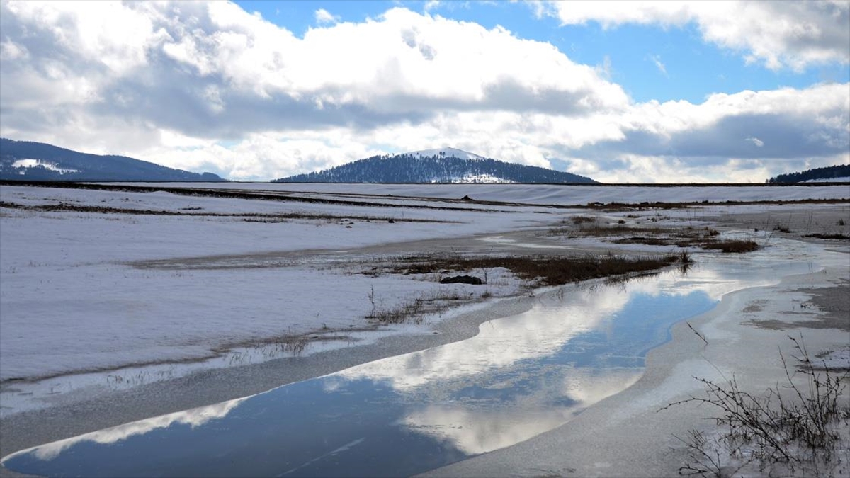 Soğuklar Nedeniyle Kars'ta Buzla Kaplı Göletlerde Henüz Çözülme Yaşanmadı