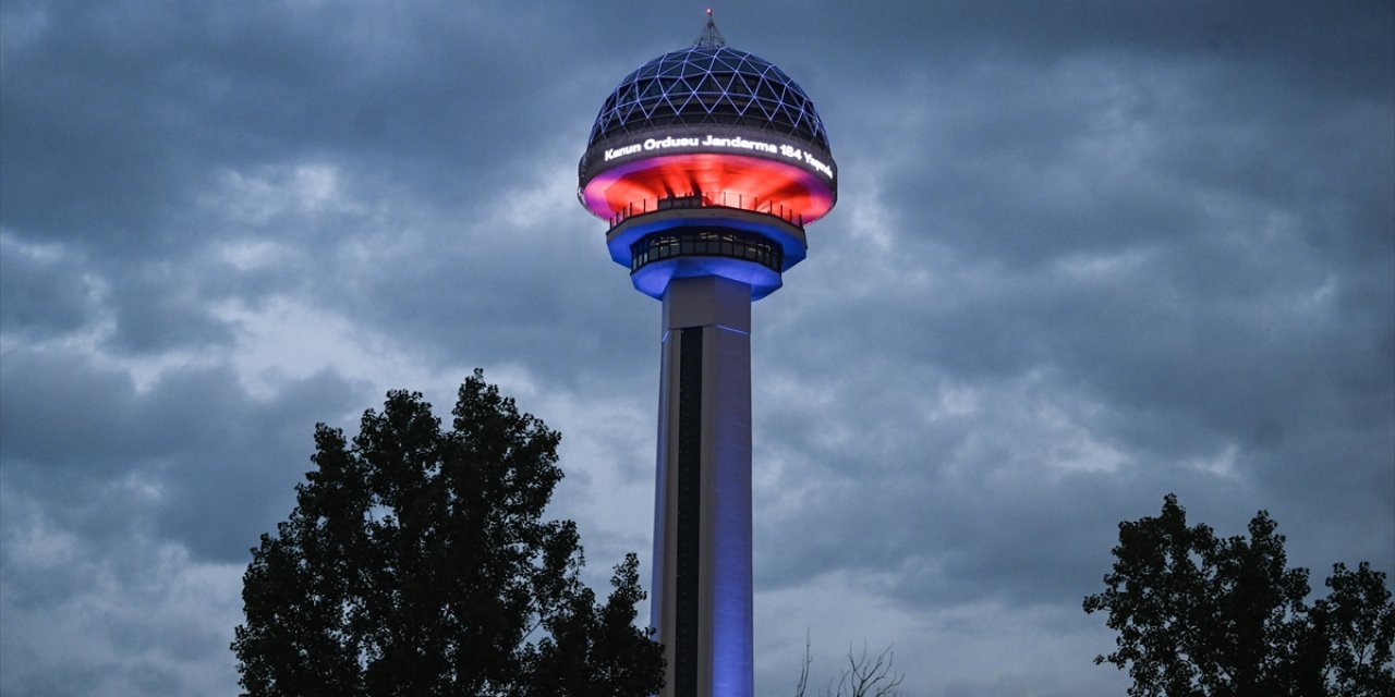 Atakule, Jandarma Teşkilatının 184. Kuruluş Yıl Dönümüne Özel Işıklandırıldı