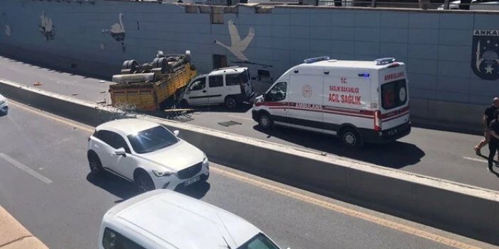 Ankara'da Kuğulu Geçidine kamyon düştü