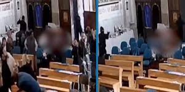 Kiliseye düzenlenen silahlı saldırı anları kamerada