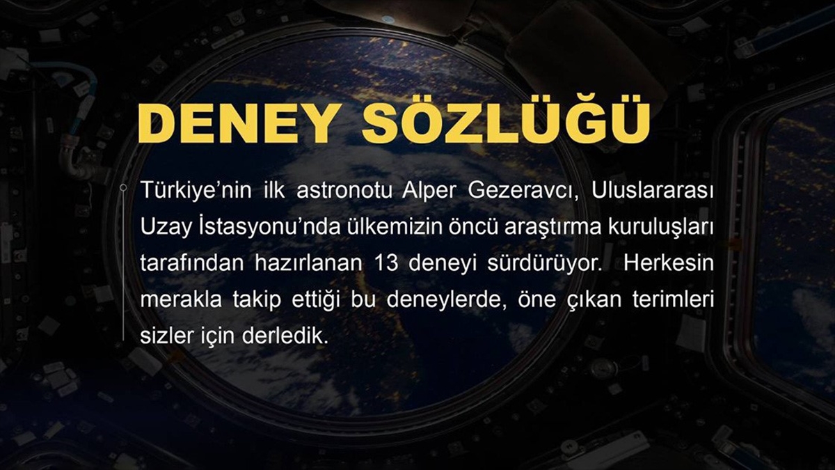 Türkiye Uzay Ajansından Gezeravcı'nın Deneylerine İlişkin Yeni "deney Sözlüğü"