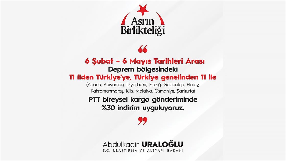 Ptt, Deprem Bölgesi Kargo Gönderilerinde İndirim Kampanyası Başlattı