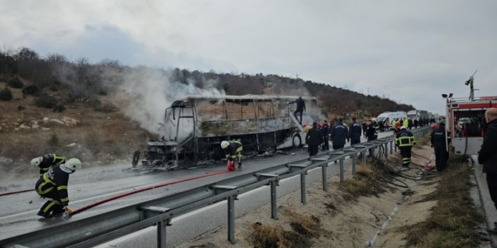 Yolcu otobüsü kazadan sonra alev aldı: 2 ölü, 5 yaralı