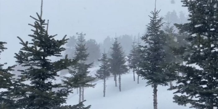 Bolu'nun Yüksek Kesimlerine Kar Yağdı