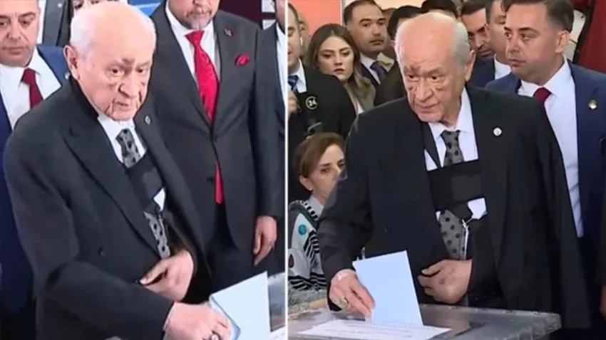 Devlet Bahçeli oy kullandı: Yüzündeki morluklar dikkat çekti!