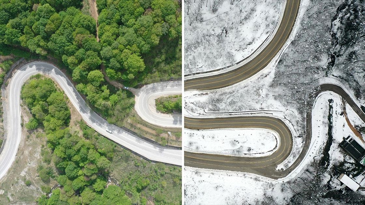 Uludağ'ın Kıvrımlı Yollarında Kışın Beyazı Baharın Yeşili Aynı Karede Buluştu