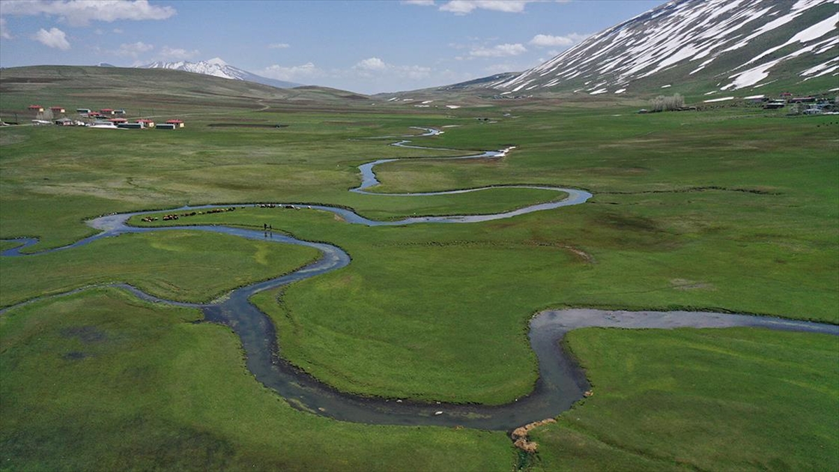 Ağrı'da Kar Sularıyla Beslenen Menderesler Dronla Görüntülendi