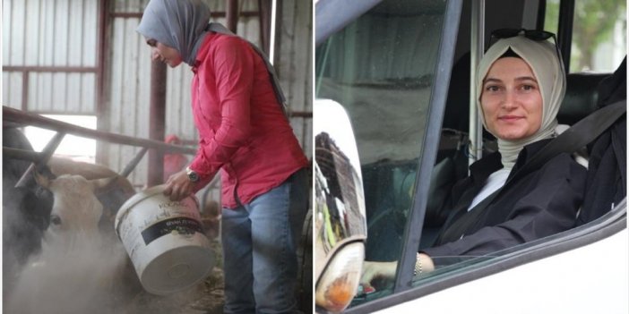 Genç Kadın Hem Hayvancılık Hem Dolmuş Şoförlüğü Yapıyor