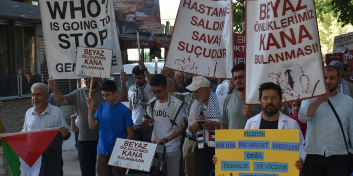 Malatya'da Sağlık Çalışanları İsrail'in Filistin'e Yönelik Saldırılarını Protesto Etti