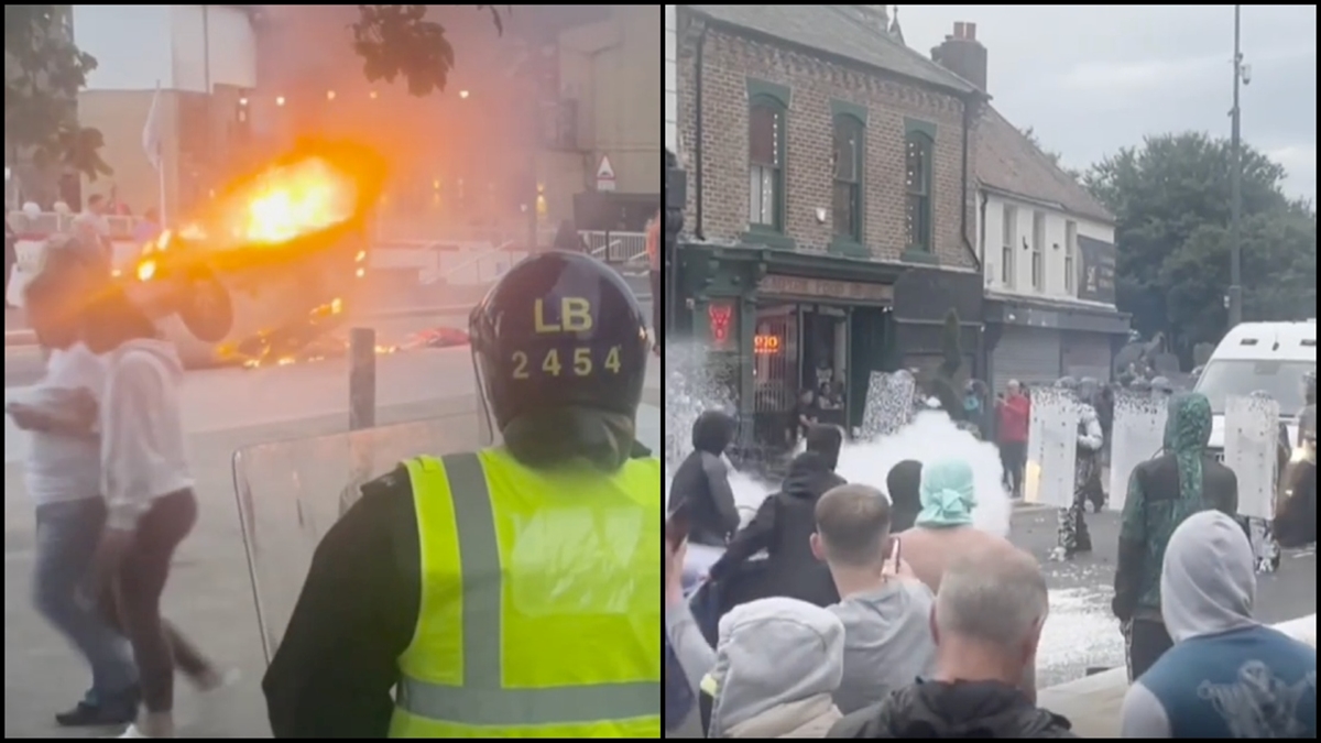 İngiltere'nin Sunderland Kentinde Aşırı Sağcılar Polise Saldırdı Ve Araç Yaktı