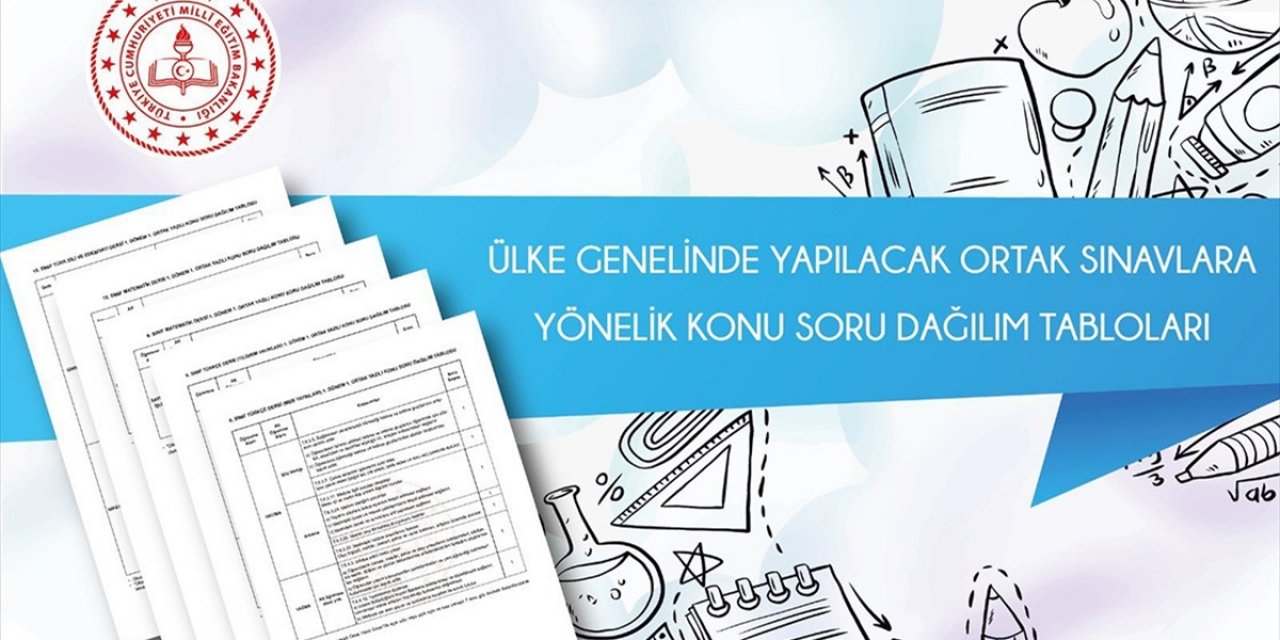 MEB, Ülke Genelindeki Ortak Sınavlara Yönelik Konu Soru Dağılım Tablolarını Yayınladı