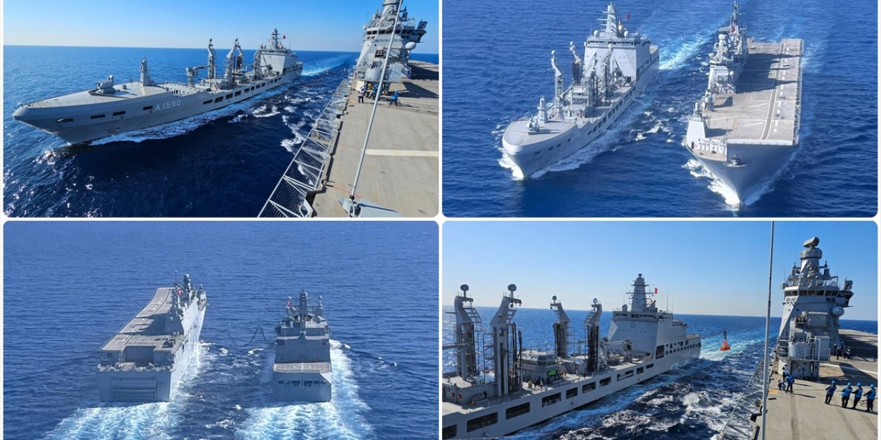 TCG Anadolu İle TCG Derya, İlk Defa "Denizde Akaryakıt ve Katı Yük İkmali" Yaptı