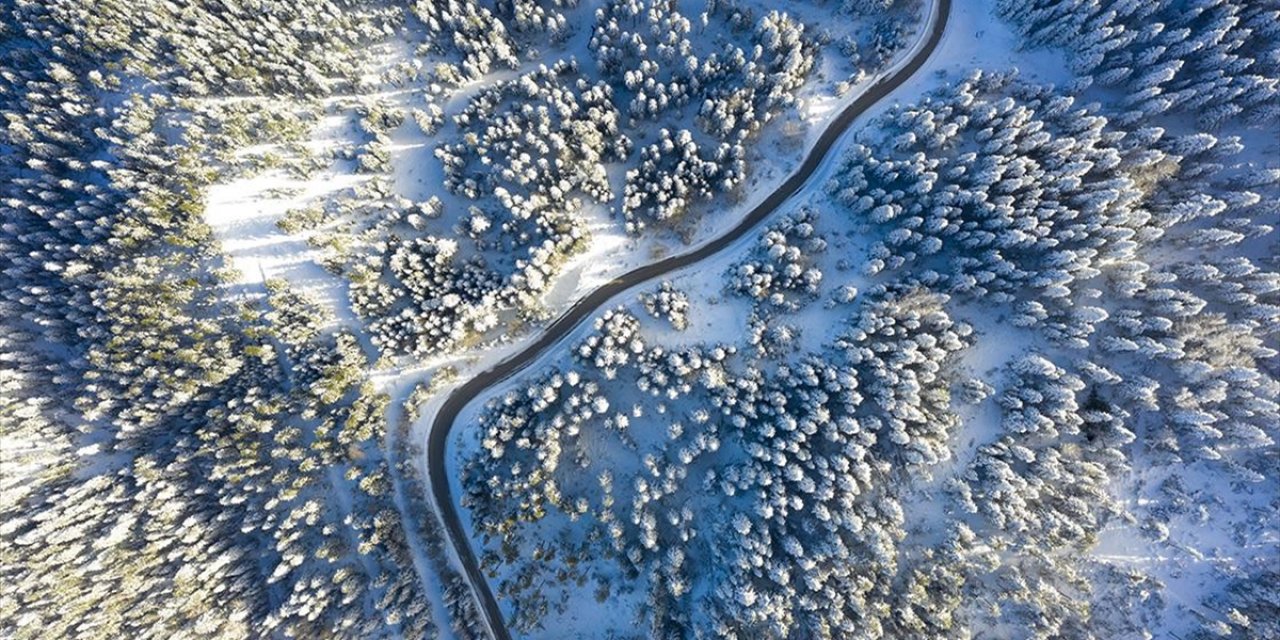 Kartalkaya Yolundaki Kar Manzarası Havadan Görüntülendi