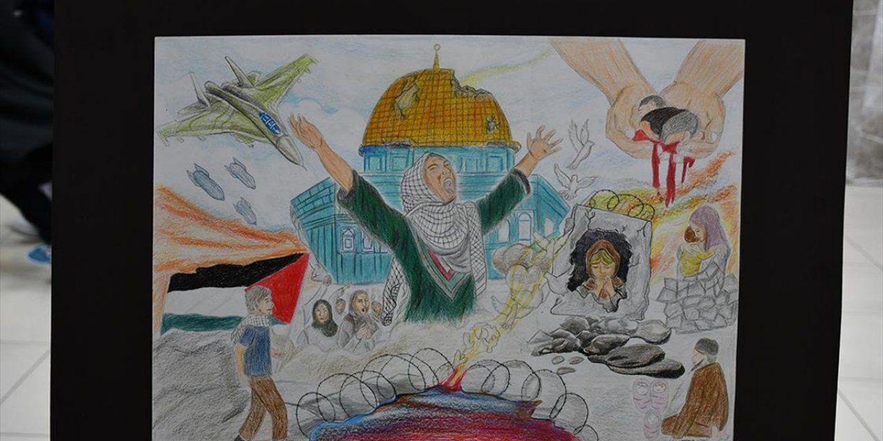 Batman'da Öğrenciler "Özgür Filistin" Umudunu Çizdikleri Resimlere Yansıttı