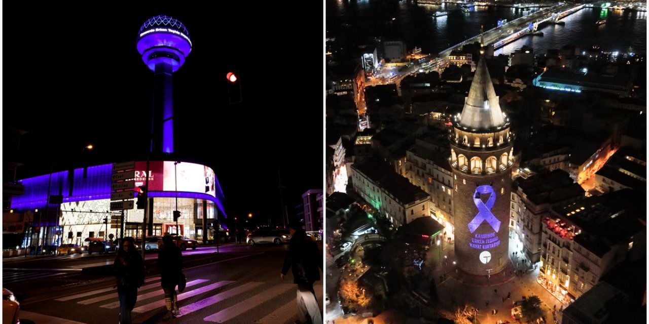 Türkiye'nin Sembol Yapıları 4 Şubat Kanser Günü'nde Işıklandırıldı