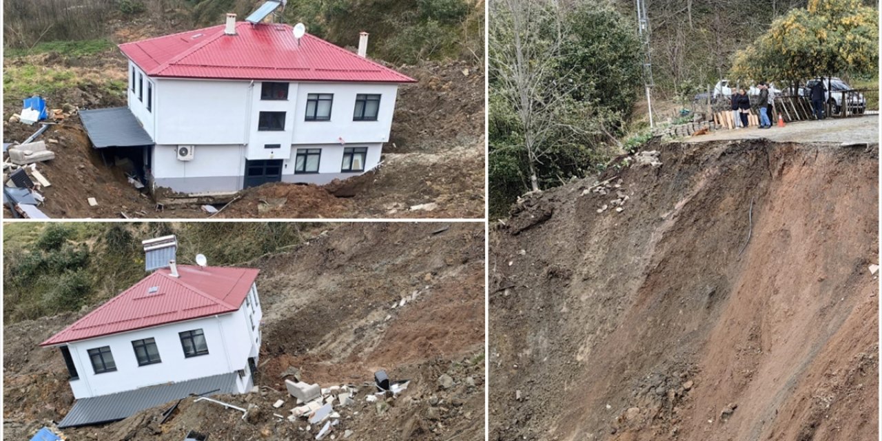Artvin'deki Heyelandan Etkilenen 2 Katlı Ev Sürüklendi