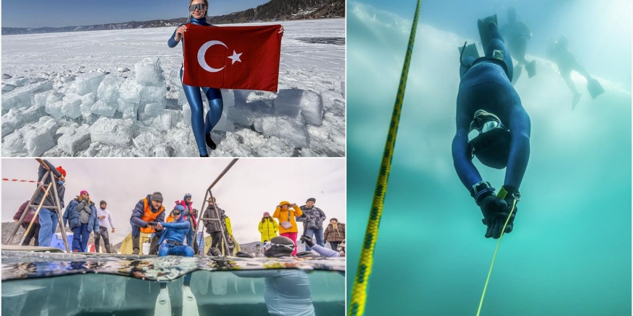 Şahika Ercümen "İklim Krizi" İçin Baykal Gölü'ne Buz Altı Dalış Yaptı