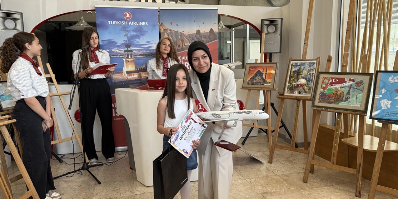 THY'nin Kuzey Makedonya'daki Okullar Arası Resim Yarışmasını Kazananlara Ödülleri Verildi