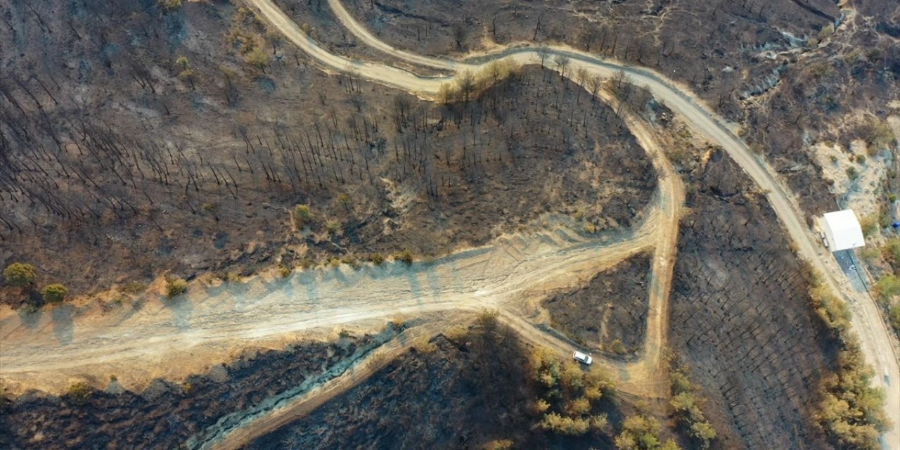 Hatay'da Devam Eden Orman Yangınında Zarar Gören Alanlar Havadan Görüntülendi