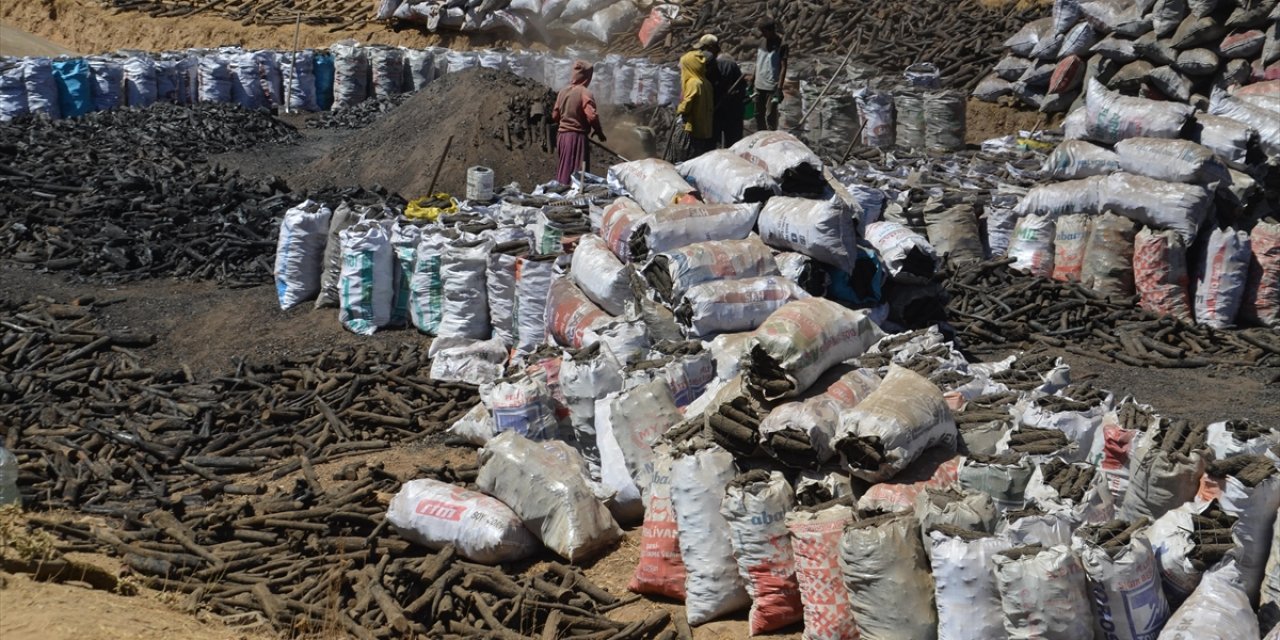 Mangal Kömürü Üreticileri Hem Havanın Hem de Ateşin Sıcaklığıyla Mücadele Ediyor